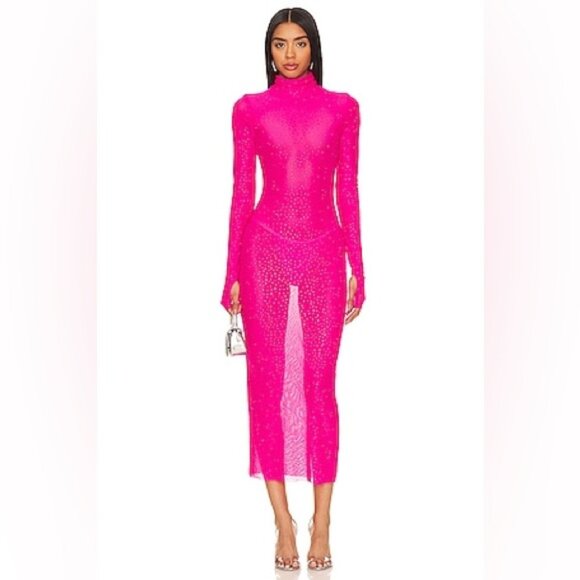 Revolve AFRM Shailene Rhinestone Embellished Midi Dress - Picture 1 of 10